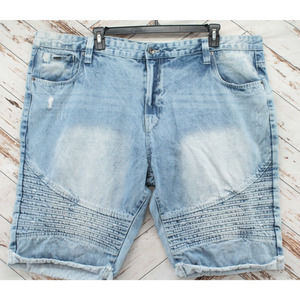 Southpole Mens Denim Shorts Sz 48 Baggy Jorts Acid Wash 100% Cotton True SZ 50